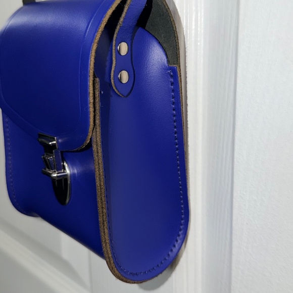 The Cambridge Satchel Company Mini Push Lock Leather Shoulder Bag Royal Blue - Picture 2 of 7